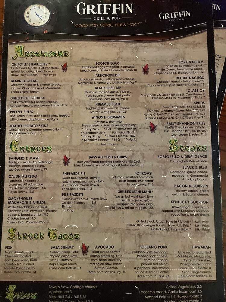 Griffins Grill & Pub - Battle Creek, MI menu_pic