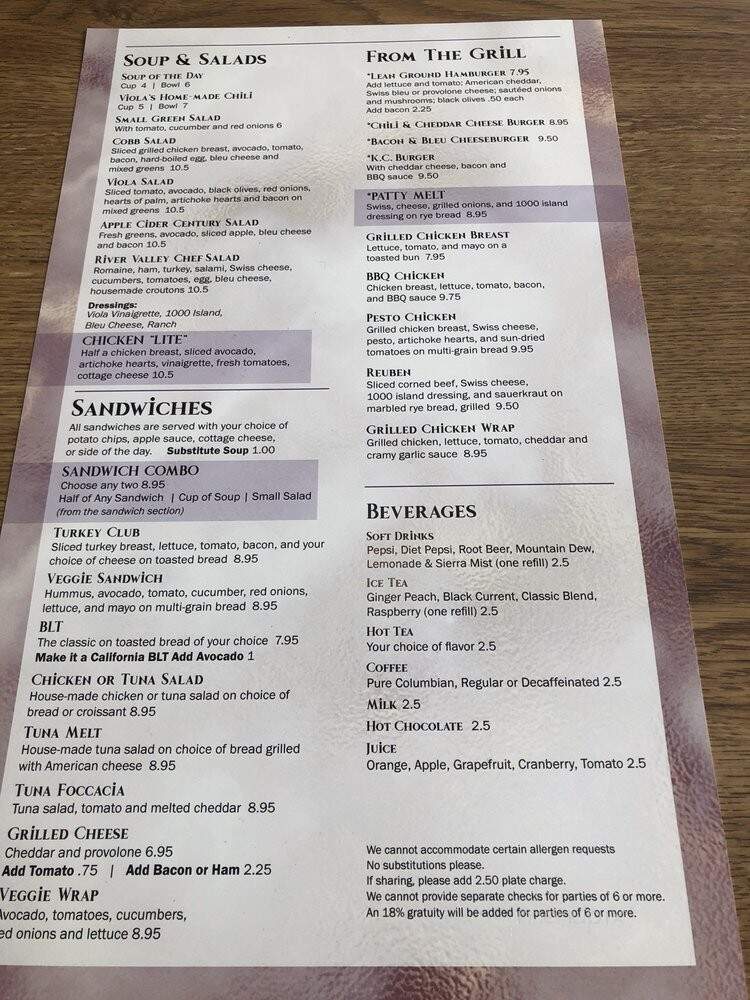 Viola - Three Oaks, MI menu_pic