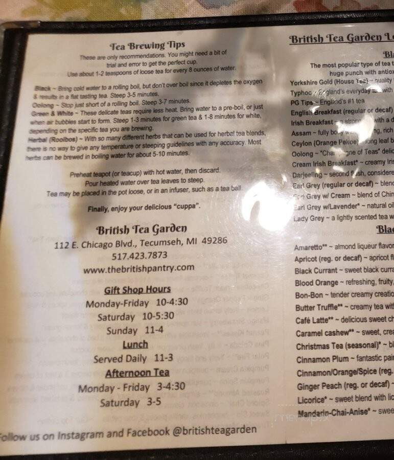 Tea Garden Cafe - Tecumseh, MI menu_pic