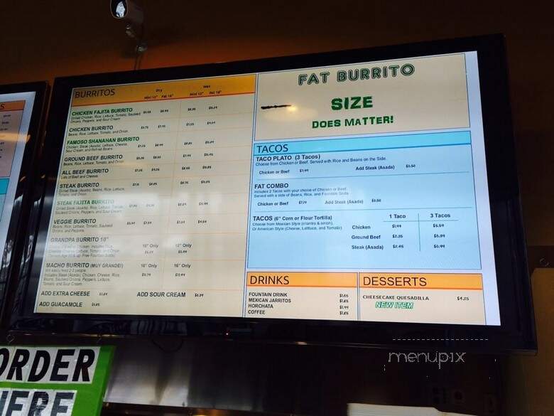 Fat Burrito - Holland, MI menu_pic