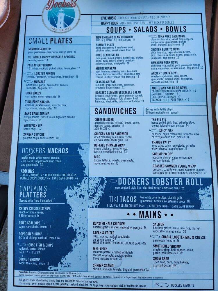 Dockers Restaurant - Muskegon, MI menu_pic