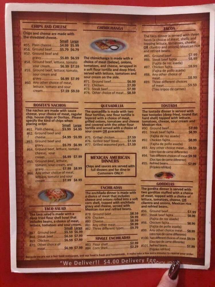 Rositas Tacos - Muskegon, MI menu_pic