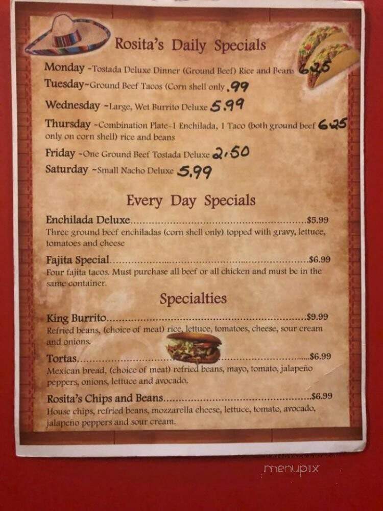 Rositas Tacos - Muskegon, MI menu_pic