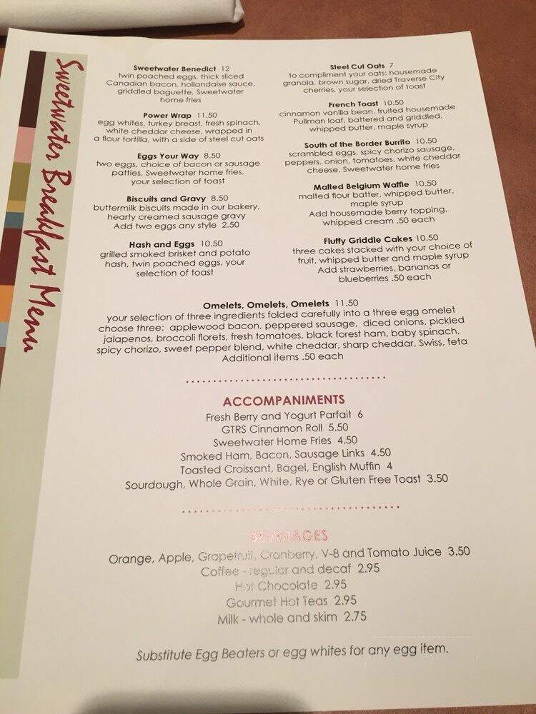 Sweetwater Cafe - Acme, MI menu_pic