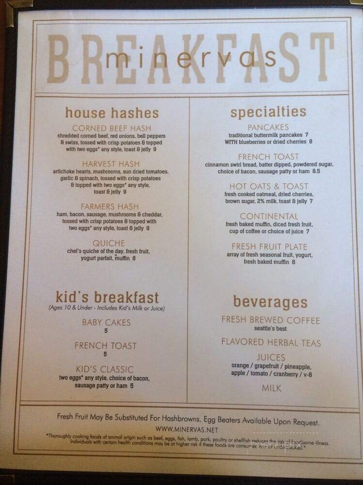 Minerva's Restaurant & Bar - Traverse City, MI menu_pic