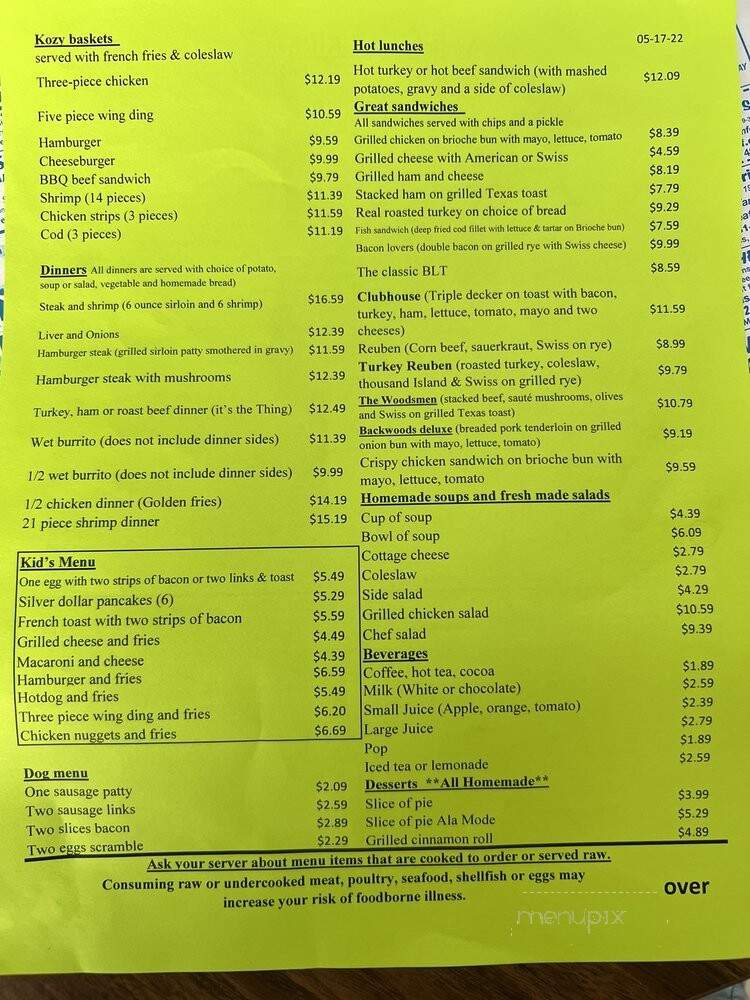 Kozy Kitchen - Wellston, MI menu_pic