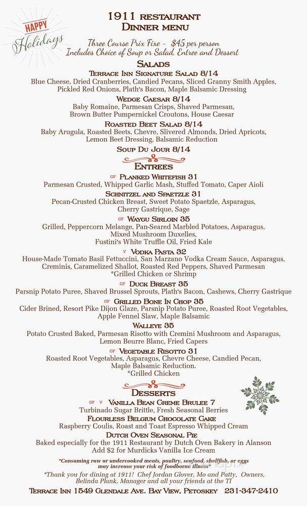 Terrace Inn - Petoskey, MI menu_pic