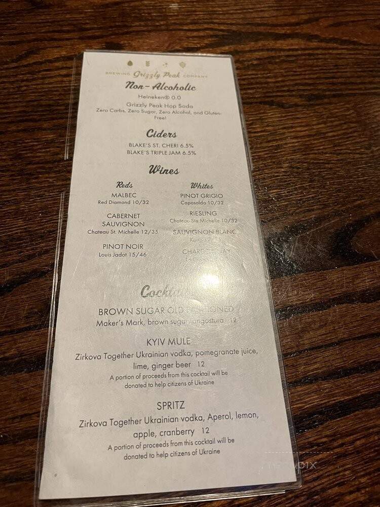 Grizzly Peak Brewing Co - Ann Arbor, MI menu_pic