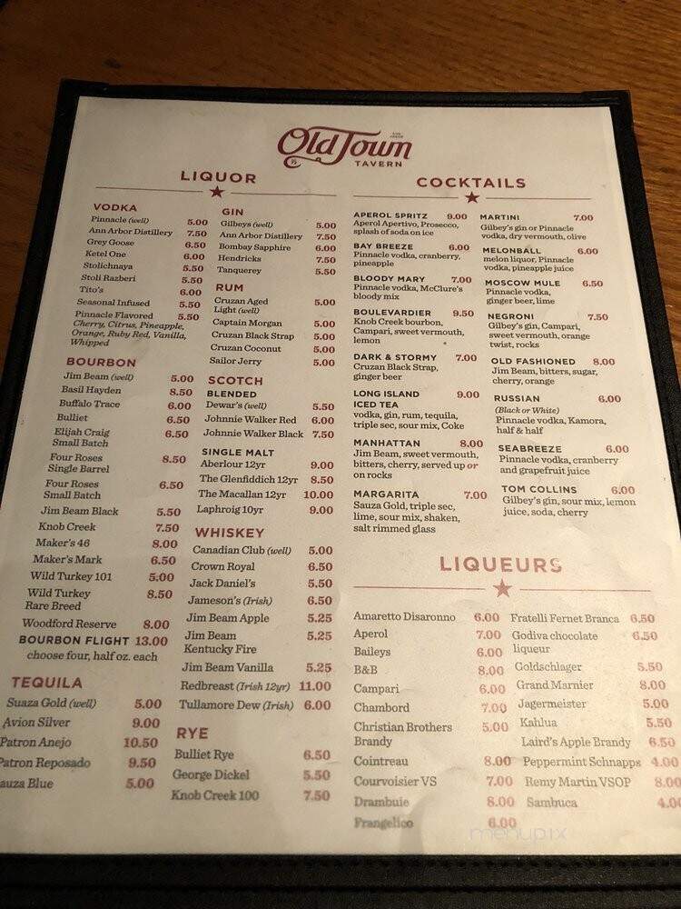 Old Town - Ann Arbor, MI menu_pic