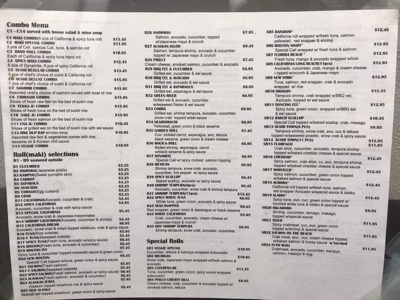 Sushi Town - Ann Arbor, MI menu_pic