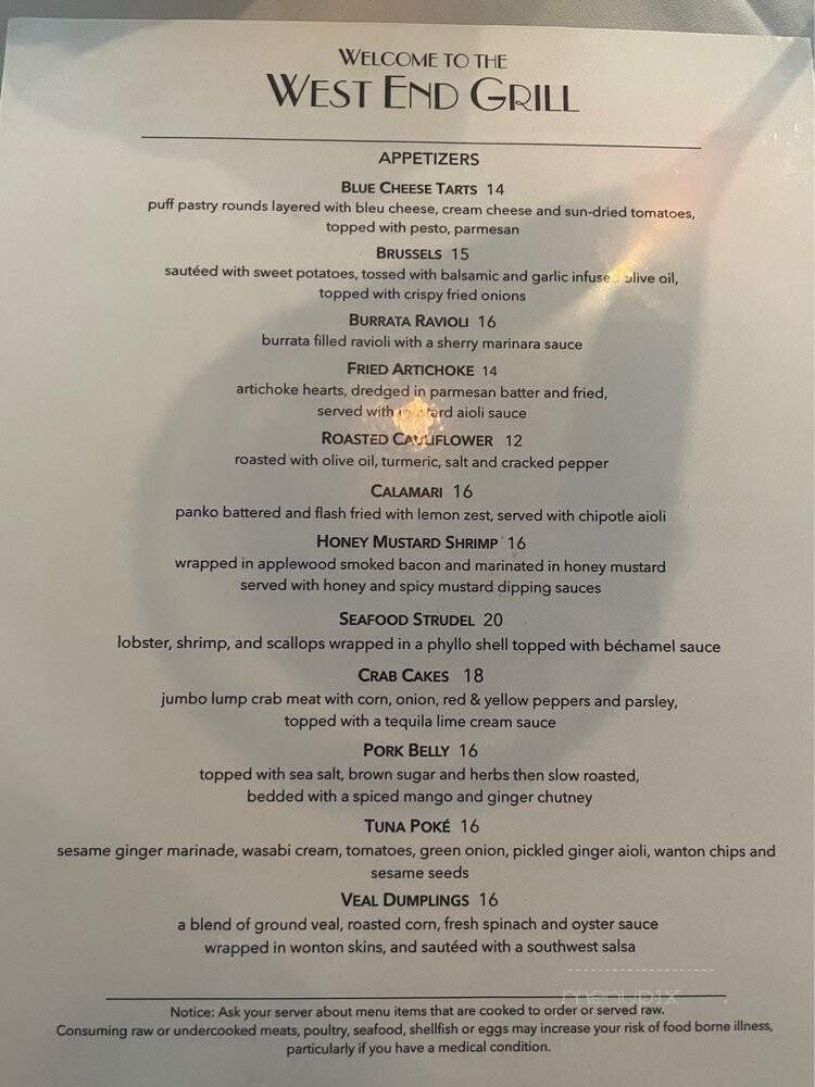West End Grill - Ann Arbor, MI menu_pic
