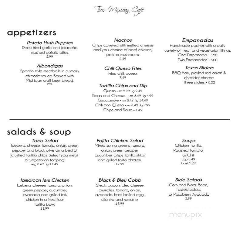 Tios Restaurant - Ann Arbor, MI menu_pic