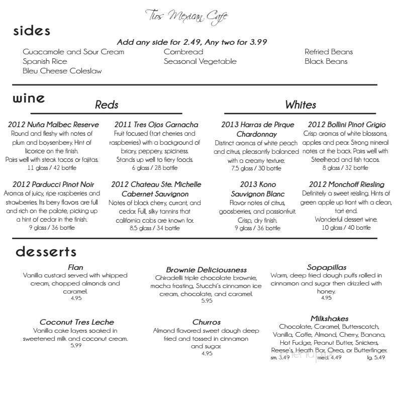 Tios Restaurant - Ann Arbor, MI menu_pic