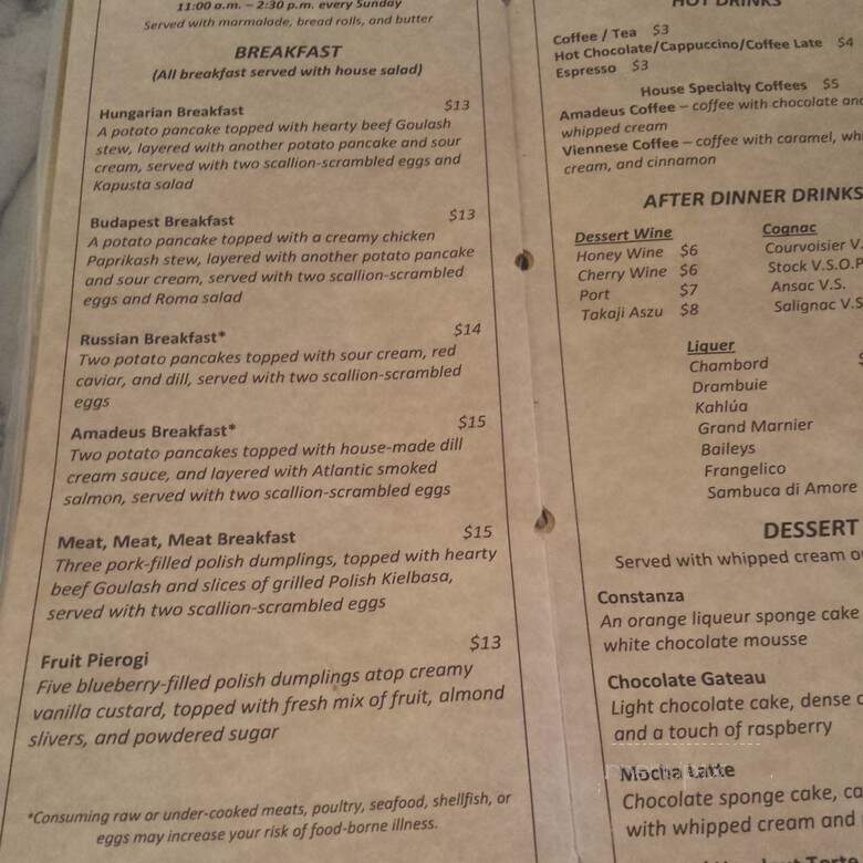 Amadeus Cafe & Restaurant - Ann Arbor, MI menu_pic