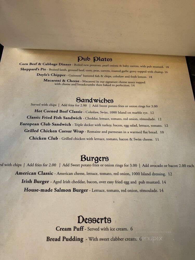 Dick O'Dow's - Birmingham, MI menu_pic