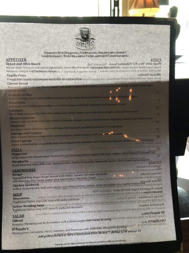 D'Amato's Neighborhood Restaurant - Royal Oak, MI menu_pic