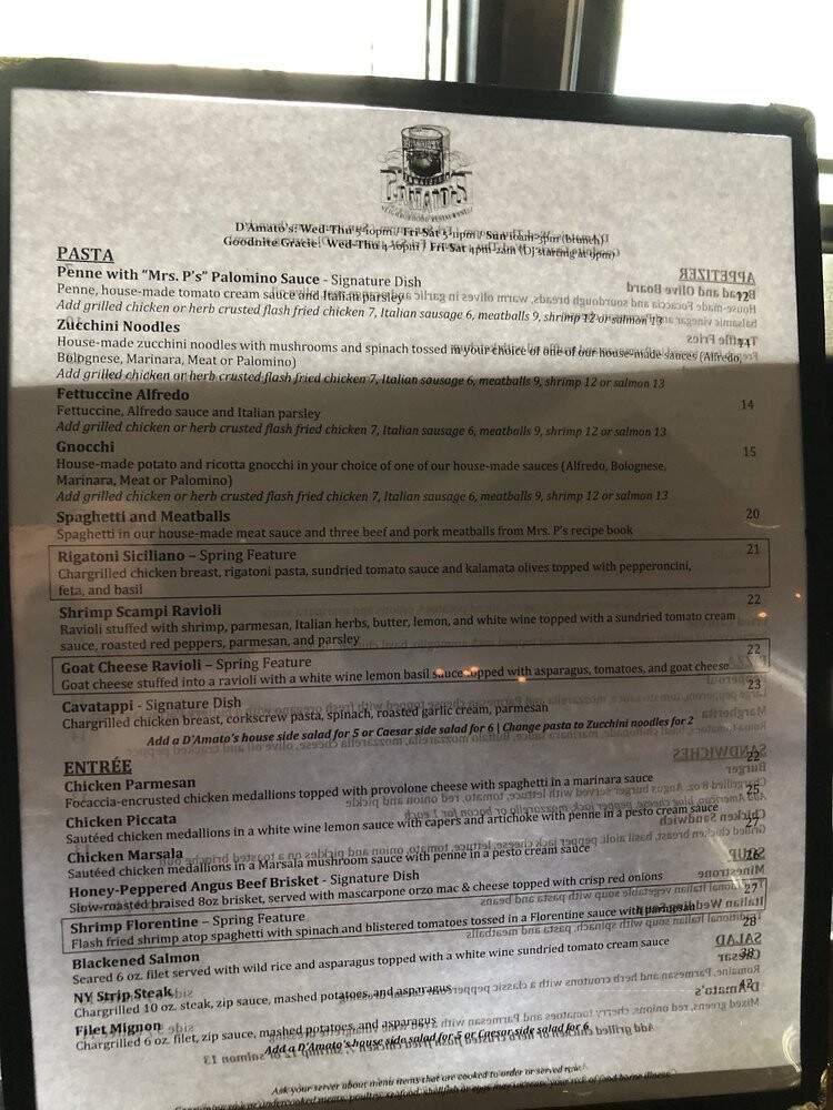 D'Amato's Neighborhood Restaurant - Royal Oak, MI menu_pic