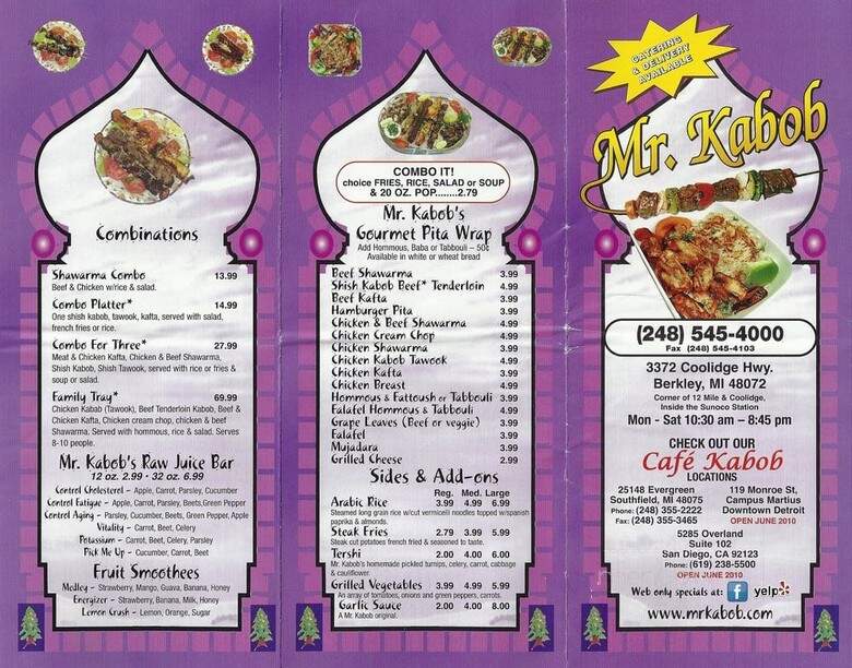 Mr Kabob Mediterranean Cuisine - Berkley, MI menu_pic