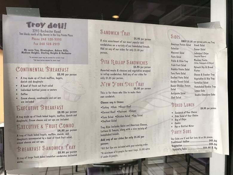 Troy Deli - Troy, MI menu_pic