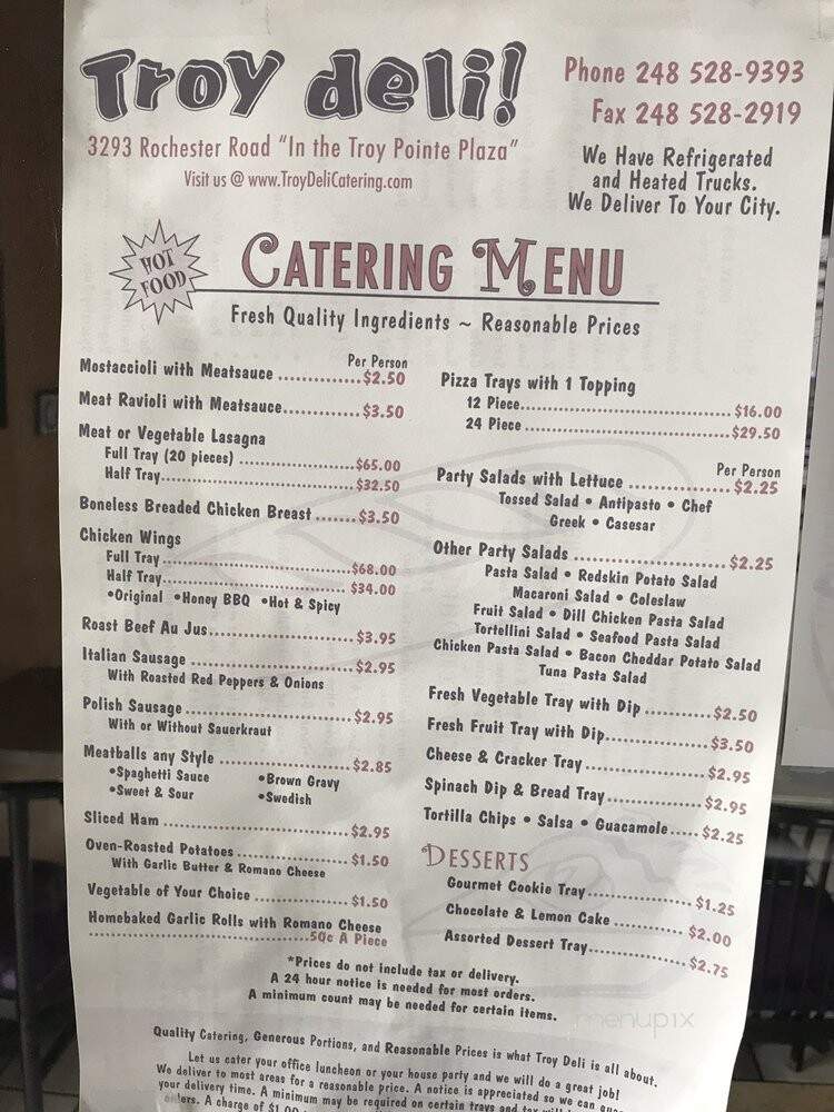 Troy Deli - Troy, MI menu_pic