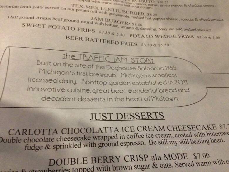 Traffic Jam & Snug Restaurant - Detroit, MI menu_pic