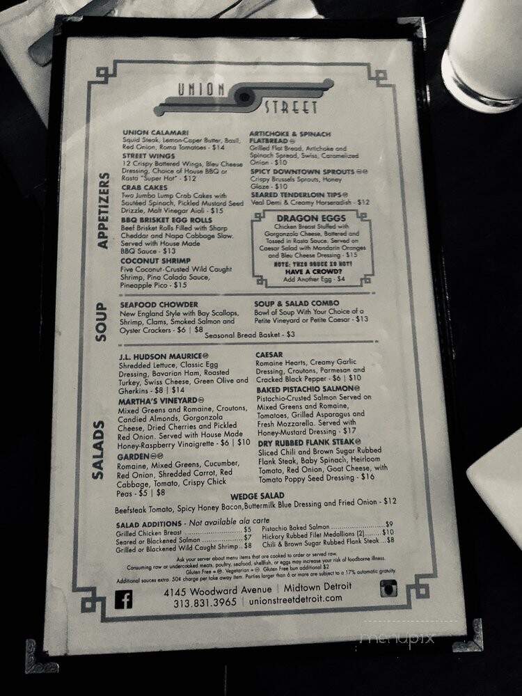 Union Street Restaurant - Detroit, MI menu_pic