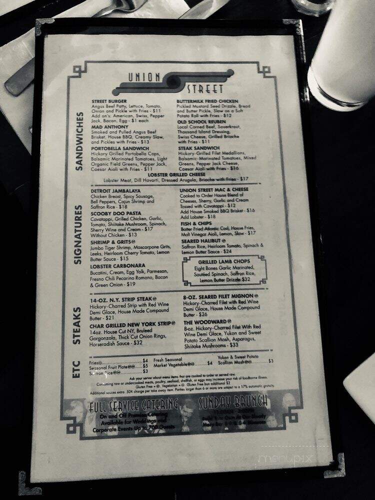 Union Street Restaurant - Detroit, MI menu_pic