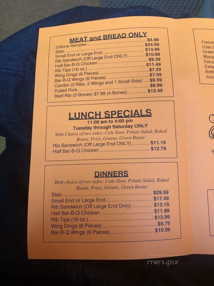 Parks Old Style Bar-B-Q - Detroit, MI menu_pic