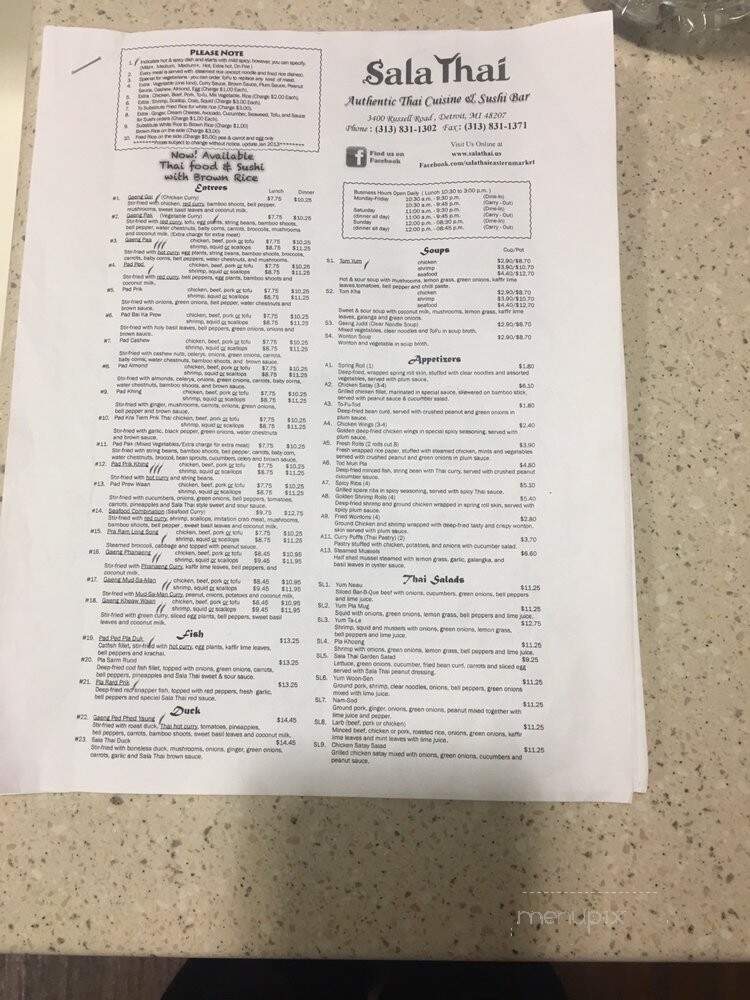Sala Thai - Detroit, MI menu_pic