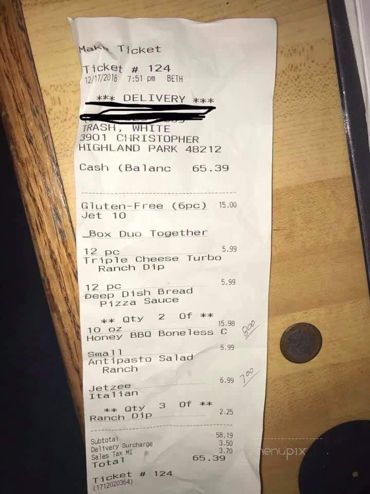 Jet's Pizza - Hamtramck, MI menu_pic