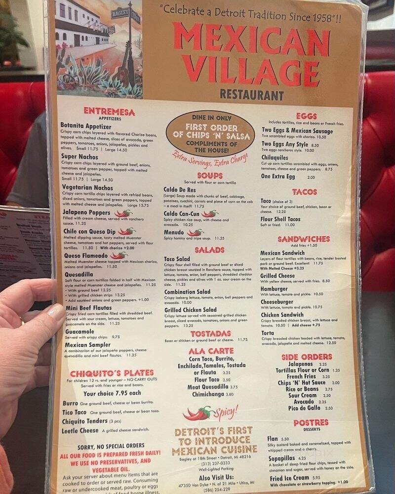 Mexican Village Restaurant - Detroit, MI menu_pic