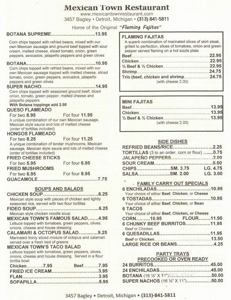 Mexican Town - Detroit, MI menu_pic
