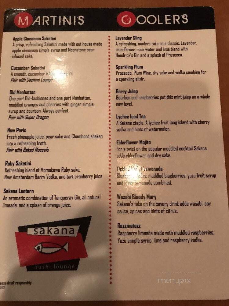Sakana Sushi Lounge - Ferndale, MI menu_pic