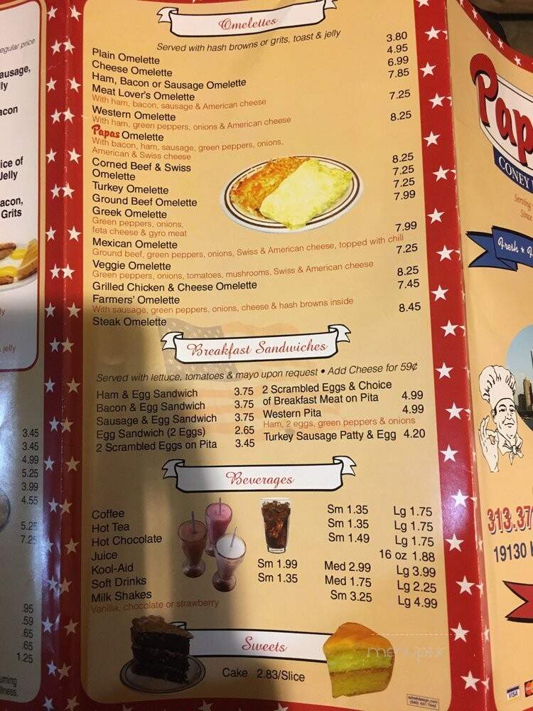 Papa's Restaurant - Detroit, MI menu_pic