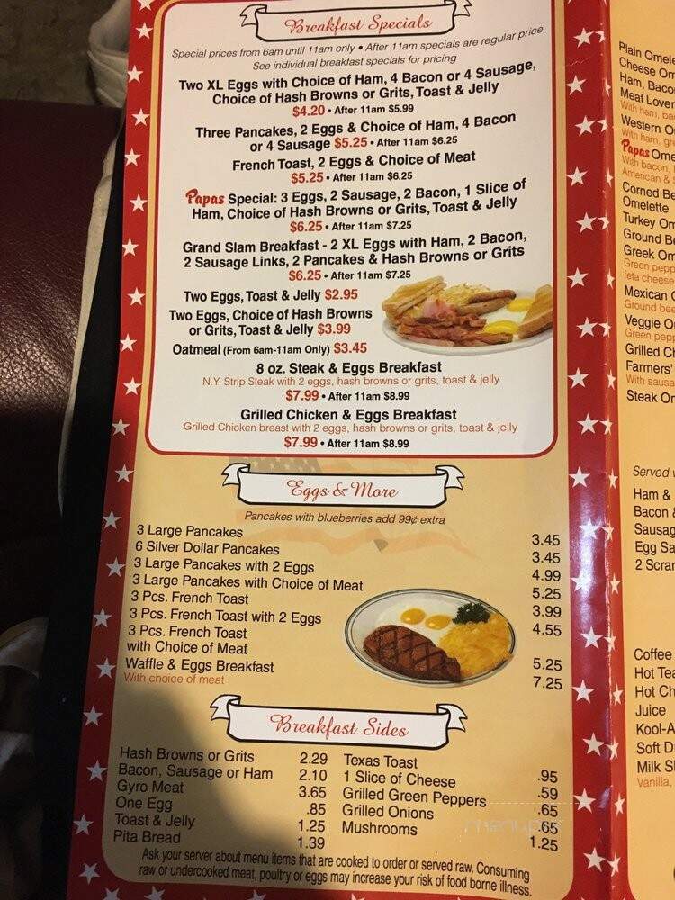 Papa's Restaurant - Detroit, MI menu_pic