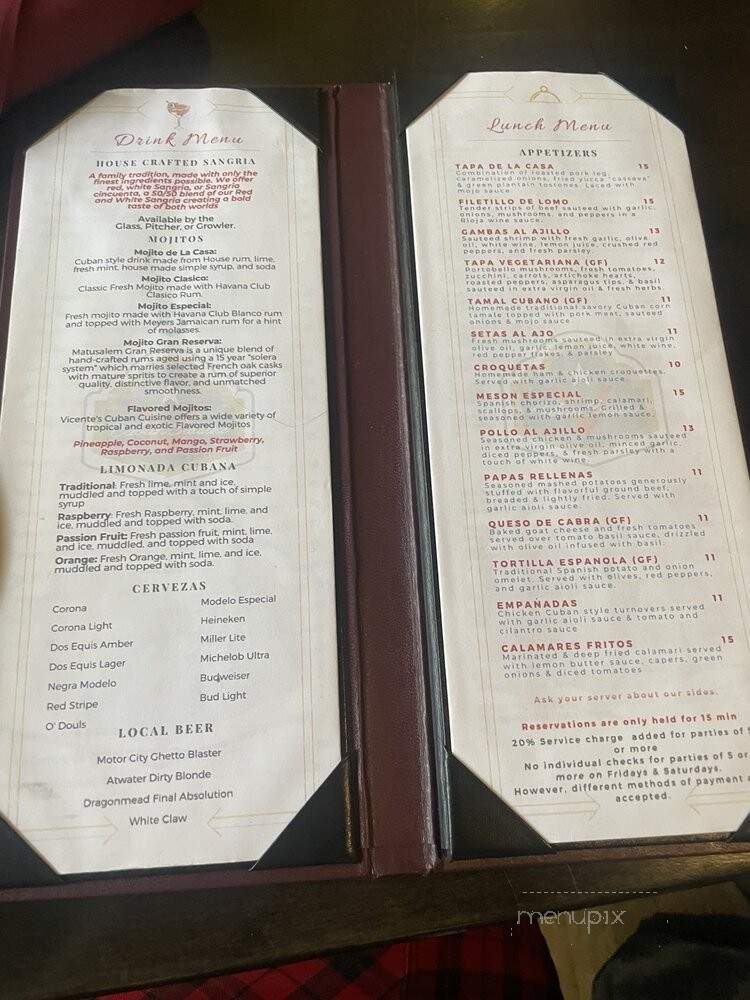 Vicente Cuban Cuisine - Detroit, MI menu_pic