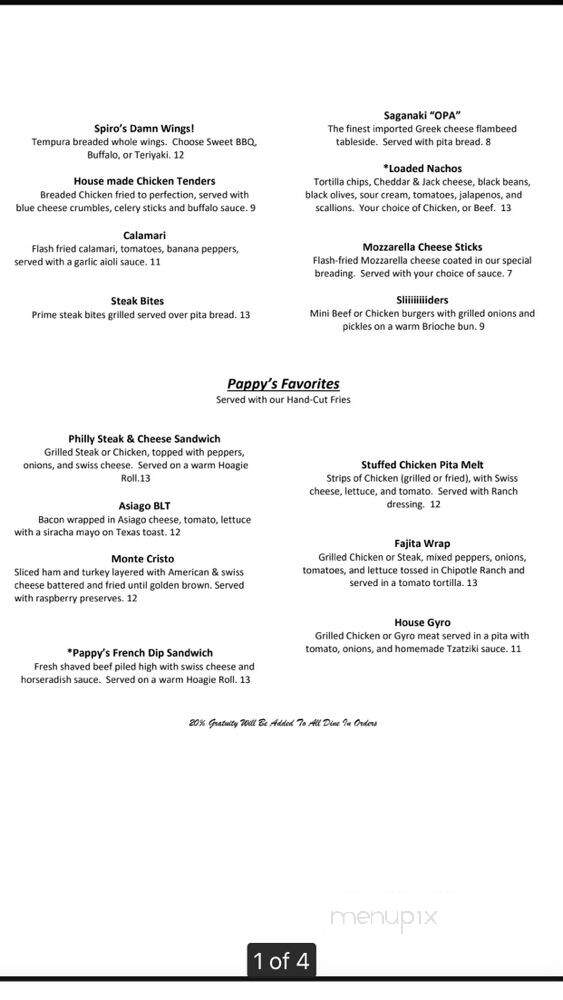Pappy's Bar & Grill - Detroit, MI menu_pic