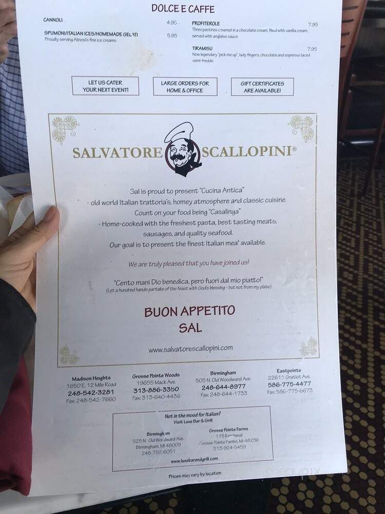 Salvatore Scallopini - Grosse Pointe Woods, MI menu_pic