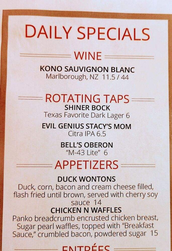 Moose Preserve Bar & Grill - Bloomfield Hills, MI menu_pic