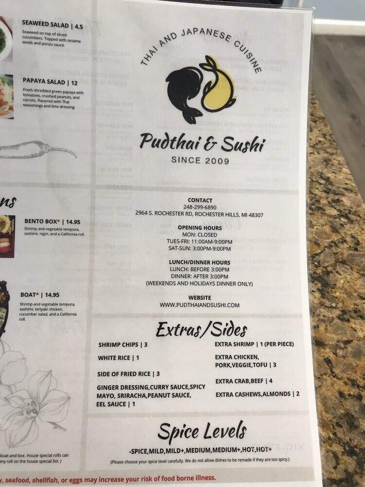 Pudthi & Sushi - Rochester Hills, MI menu_pic
