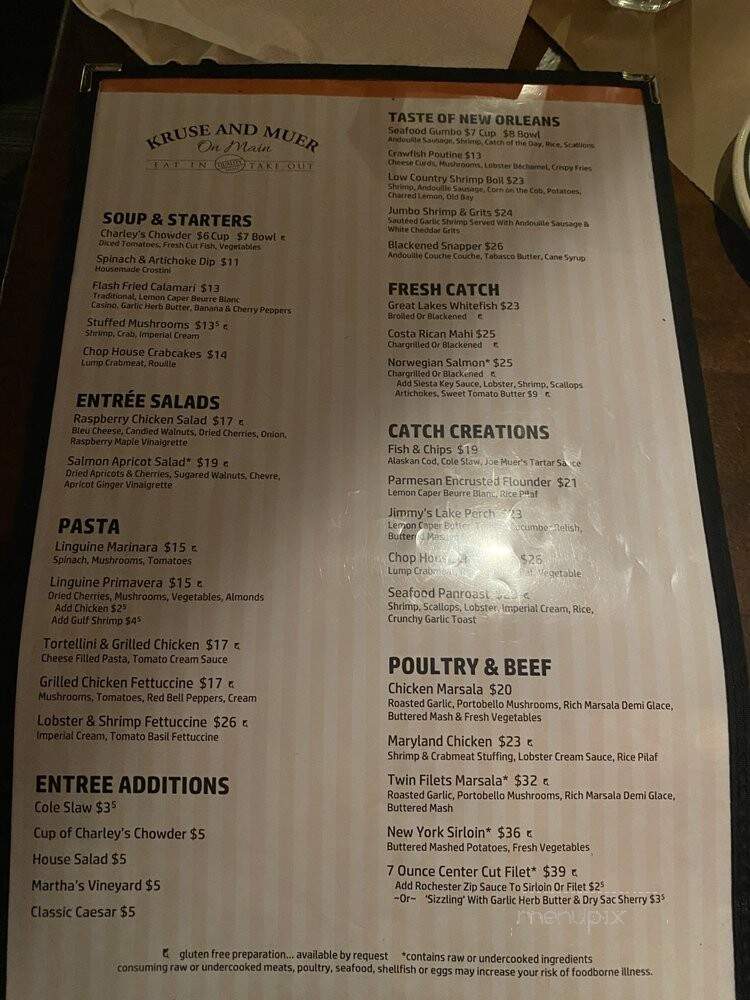 Kruse & Muer Restaurant - Rochester, MI menu_pic