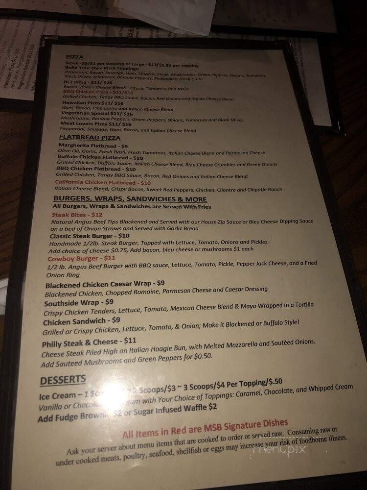 Main Street Billiards - Rochester, MI menu_pic