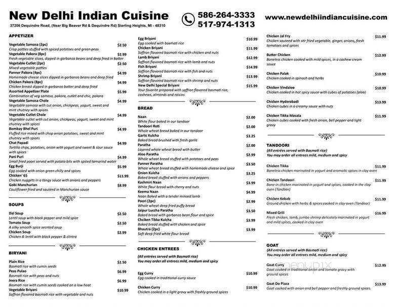 New Deli - Sterling Heights, MI menu_pic