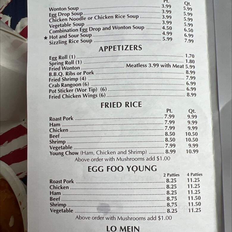 Ho Wah Chinese Restaurant - Sterling Heights, MI menu_pic