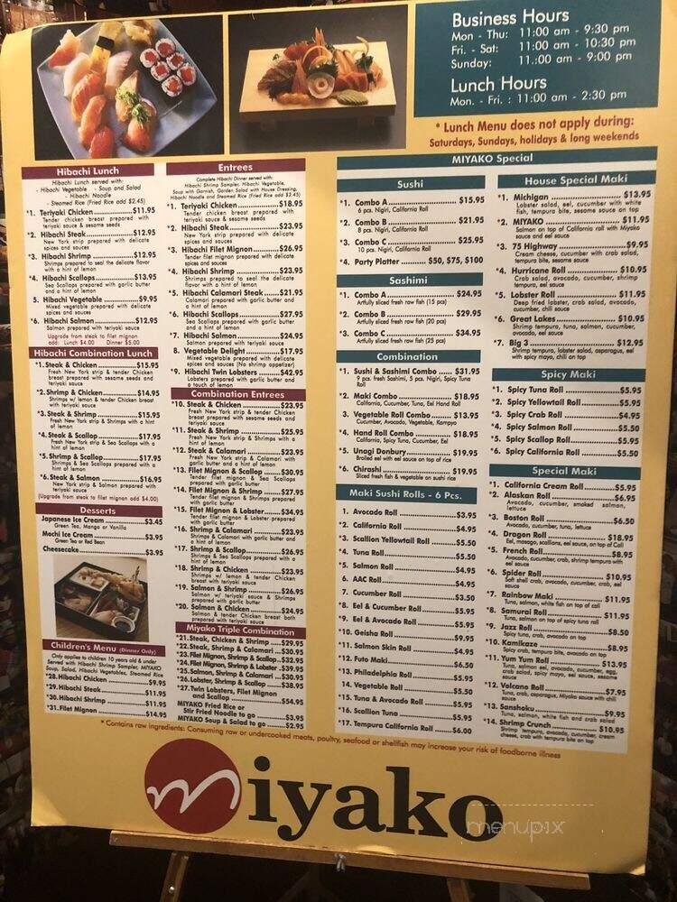 Miyako Japanese Steakhouse - Auburn Hills, MI menu_pic