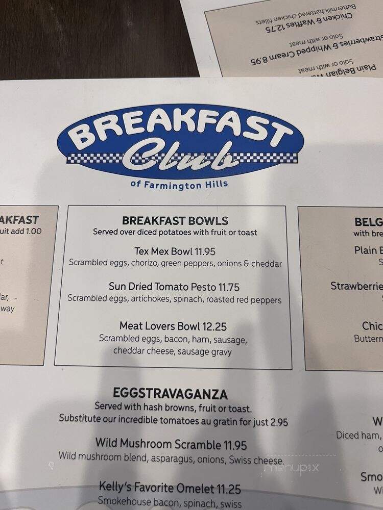 Breakfast Club - Farmington, MI menu_pic