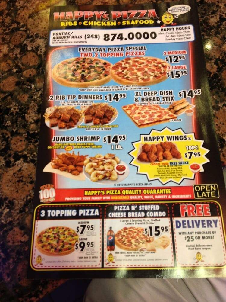 Happy's Pizza - Pontiac, MI menu_pic
