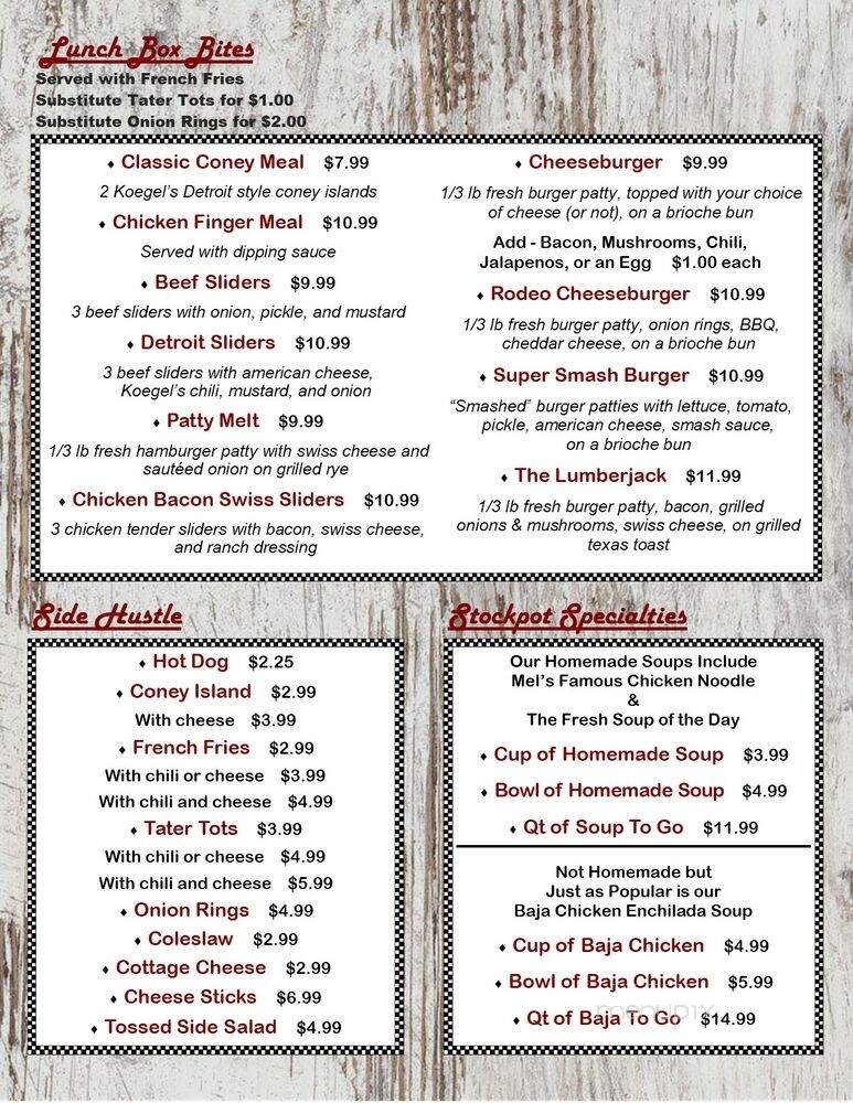 Mel's Grill 2 - Clarkston, MI menu_pic