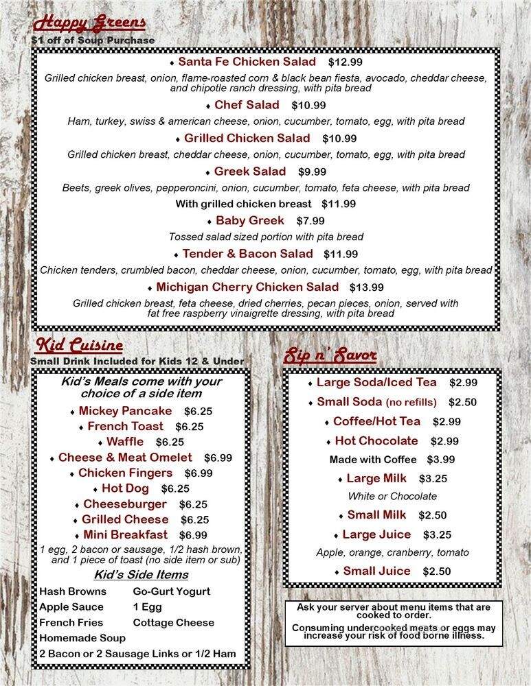 Mel's Grill 2 - Clarkston, MI menu_pic