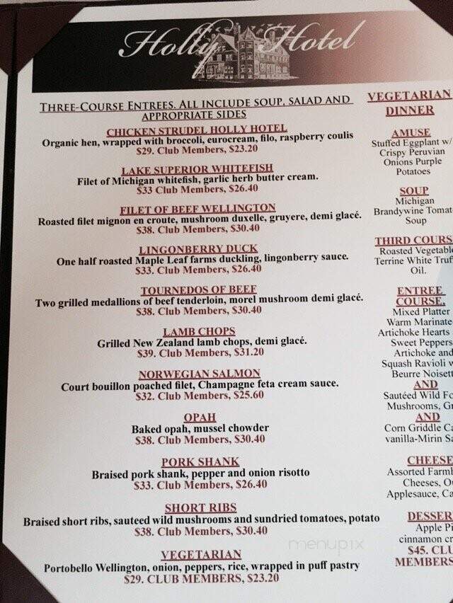 Historic Holly Hotel - Holly, MI menu_pic
